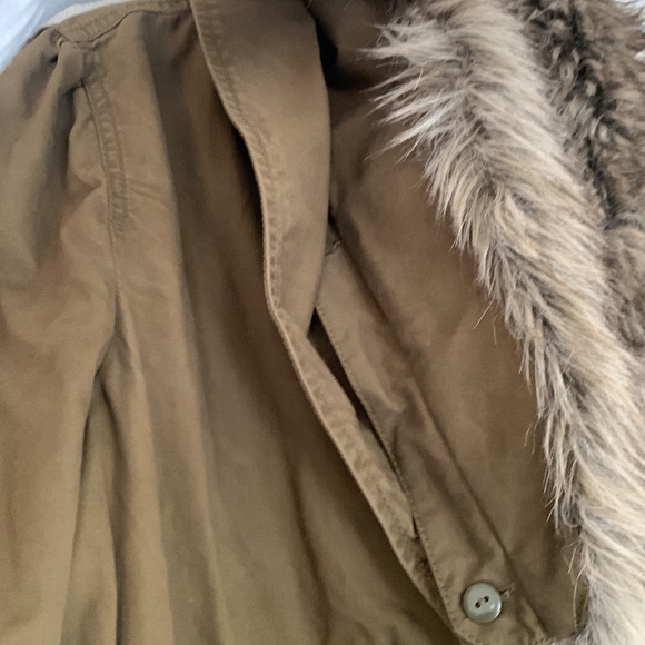 LOFT Utility Jacket with Removable Fur Collar, Color: Olive Green, Size: Large - Picture 5 of 6